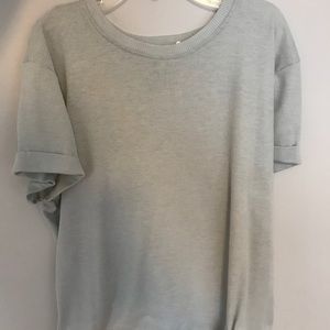 blue ribbed short sleeve tee